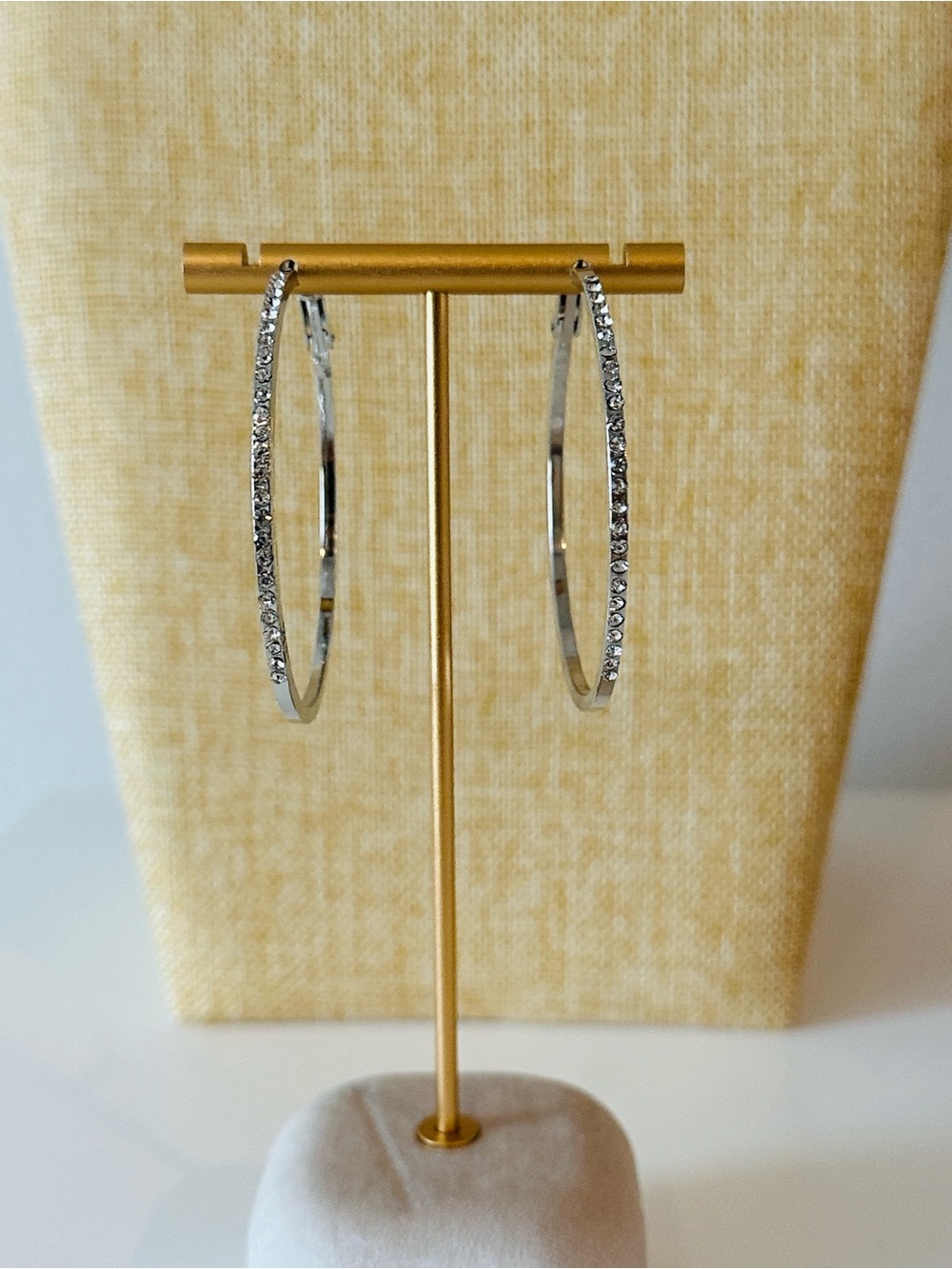 Fashion Jewelry Silver Crystal Hoop Earrings